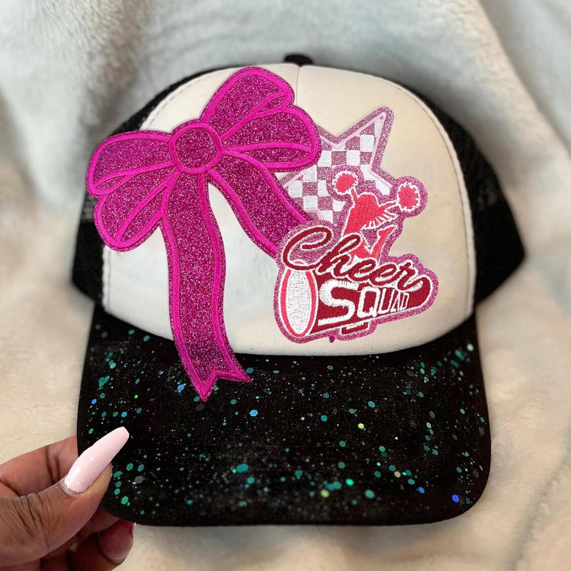 CY 5Pcs Hot Pink Glitter Sequin Sweatshirt Side Bow Embroidered Patches Cute Iron On Sew On Glamorous Preppy Appliques for Girls Women's Trucker Hats Clothes Backpacks Home Decor,Hot Pink - Image 2